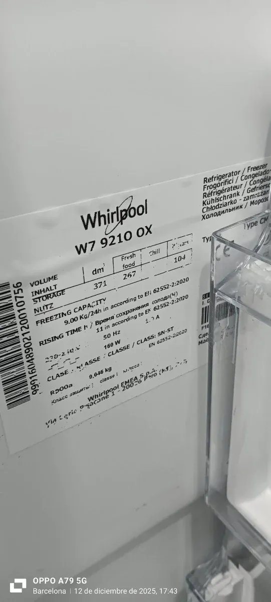 Nevera Combi Whirlpool No Frost A+