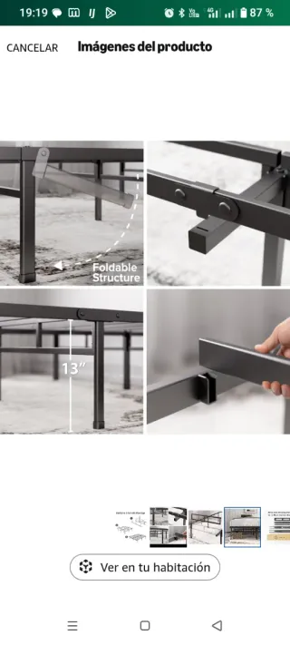 Cama Zinus Justin 90x200 cm Negra