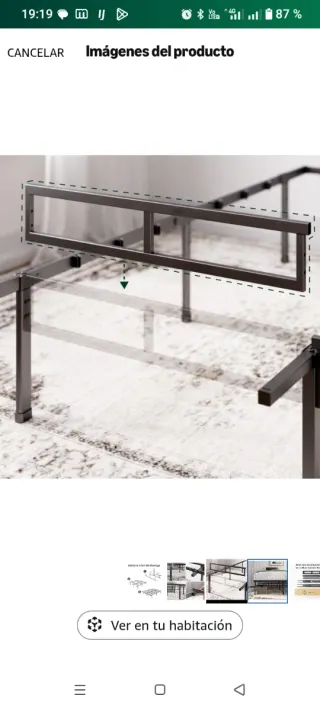 Cama Zinus Justin 90x200 cm Negra