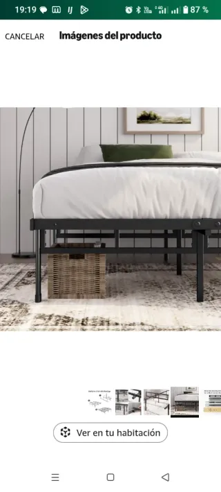 Cama Zinus Justin 90x200 cm Negra