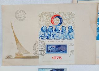 Lote Insignias, Medalla Apollo Soyuz 75´ y Sellos