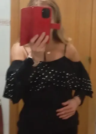 Blusa fiesta hombros descubiertos manga larga