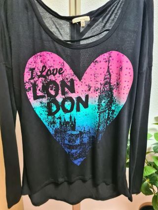 Camiseta de manga larga negra mujer L