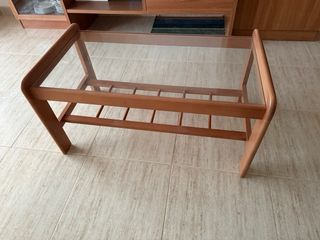 Mesa de centro cristal y madera