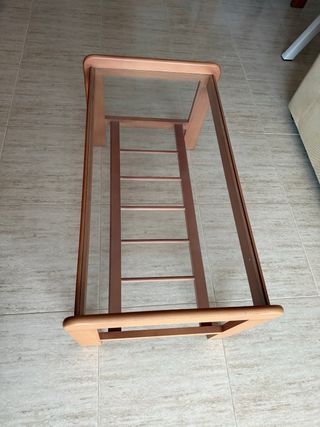Mesa de centro cristal y madera