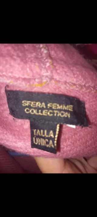 Poncho reversible cuadros naranja y rosa