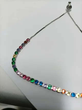 Nueva,Pulsera Plata Sello 925 Circonitas Multicolo