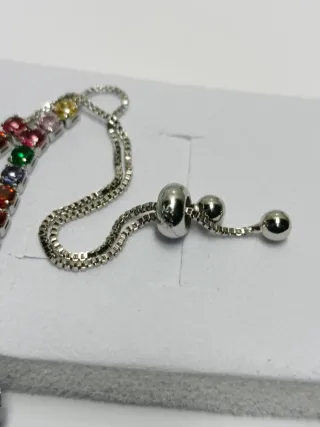 Nueva,Pulsera Plata Sello 925 Circonitas Multicolo