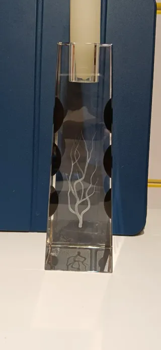 Portacandele in vetro e pietra laser art