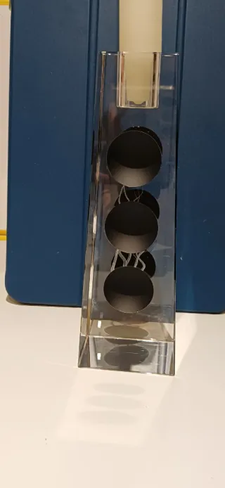 Portacandele in vetro e pietra laser art