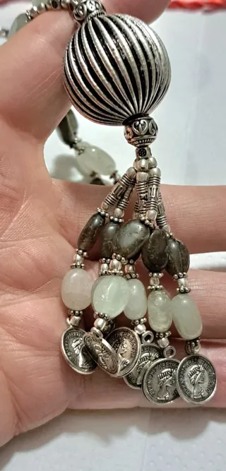 Collana e orecchini indiani prenhite argento india