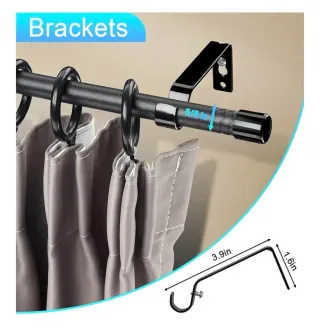 Barra Cortina Extensible Negra 76-198 cm