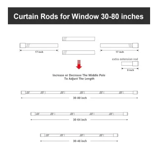Barra Cortina Extensible Negra 76-198 cm