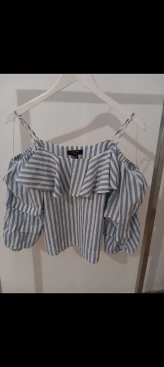 Top Mango negro con flecos Talla S