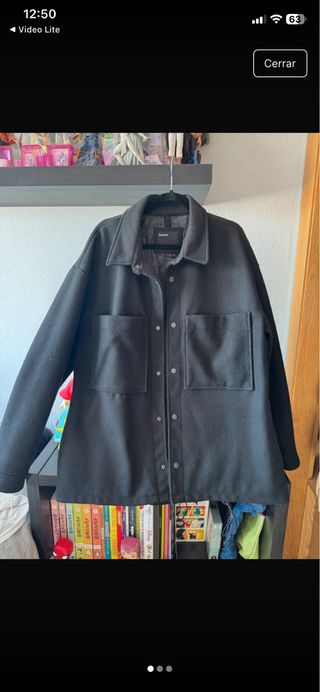 Sobrecamisa paño Bershka negra