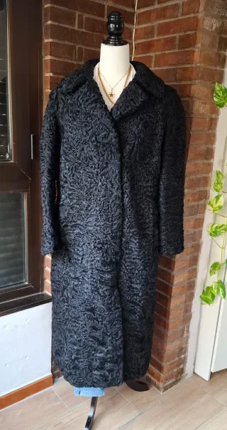 Abrigo largo piel Astracán Negro