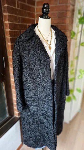 Abrigo largo piel Astracán Negro