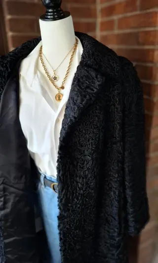 Abrigo largo piel Astracán Negro