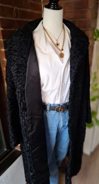 Abrigo largo piel Astracán Negro