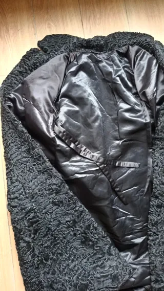 Abrigo largo piel Astracán Negro