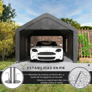 Carpa Garaje 6x3,6m Gris