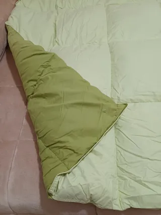 Edredón plumón verde cama 90 reversible