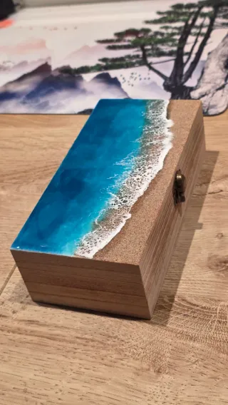 Cajita madera mar resina epoxi