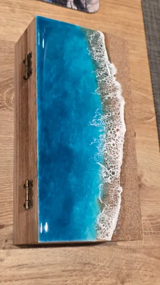 Cajita madera mar resina epoxi