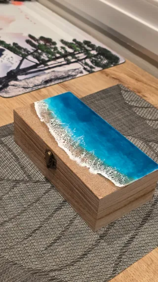 Cajita madera mar resina epoxi