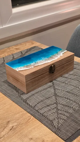 Cajita madera mar resina epoxi