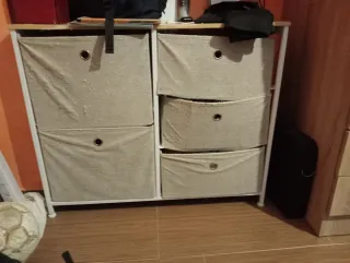 Mobile ausiliario con 5 cassetti in tessuto e metallo