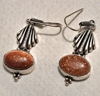 3 paia orecchini indiani pietre labradorite bambù