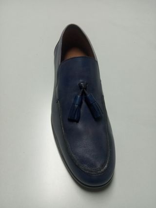 Zapatos de vestir borlas piel azul marino talla 43