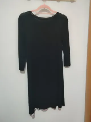 Vestido Desigual Negro Estampado Floral