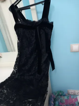 Vestido fiesta encaje y terciopelo