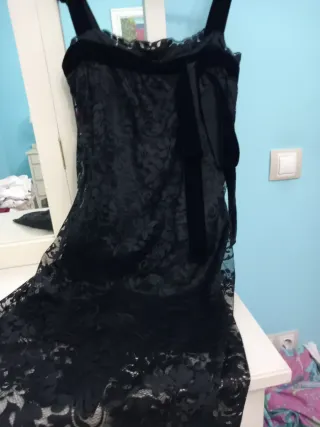 Vestido fiesta encaje y terciopelo