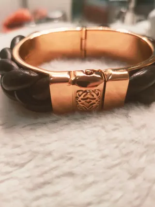 Pulsera Loewe Cuero Trenzado Dorado
