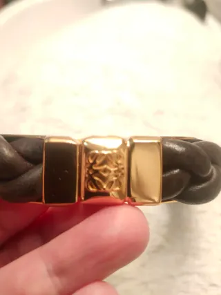 Pulsera Loewe Cuero Trenzado Dorado