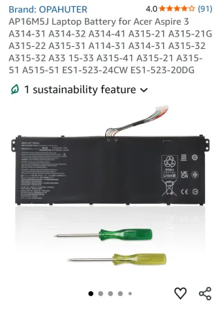 Batería Laptop AP16M5J para Acer Aspire 3