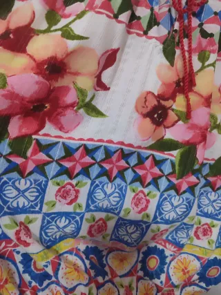 Blusón Desigual Multicolor Estampado Flores