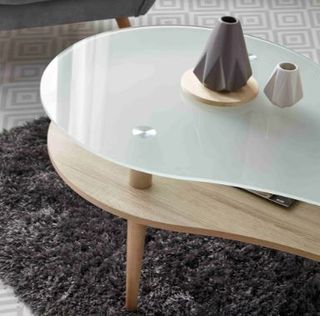 Mesa de centro cristal y madera