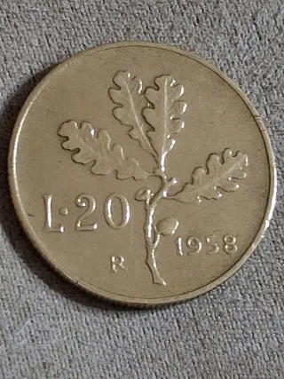 20 Lire Quercia 1958