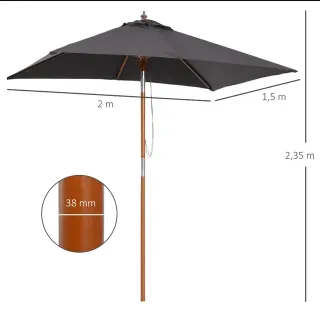 Sombrilla rectangular gris oscuro