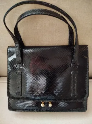 Bolso vintage piel serpiente negro