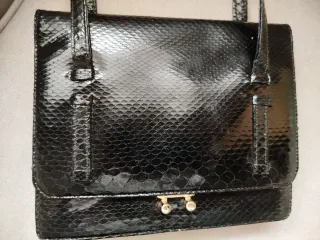 Bolso vintage piel serpiente negro