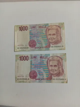 2 Banconote Lire Mille 1000