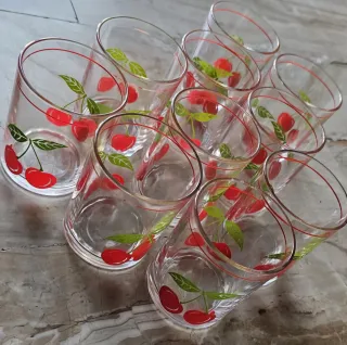 Set 10 Bicchieri Acqua, fantasia Ciliegie Rosse