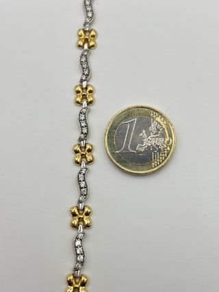 Pulsera Oro 18k Combinado Circonitas 9.80 gr.