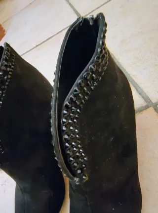 Tronchetti neri con perline tacco a stiletto 8 cm