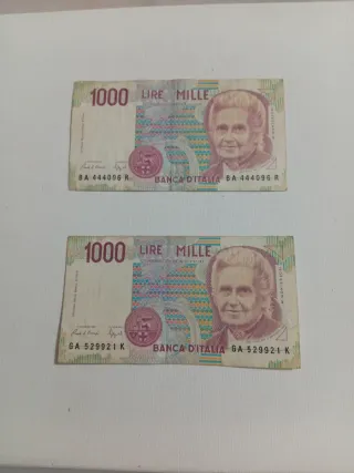 2 Banconote 1000 Lire Mille Italia